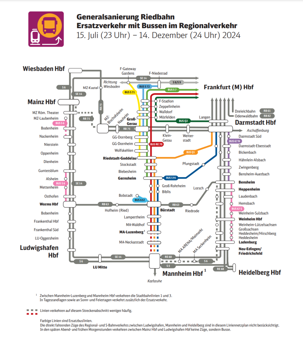 Riedbahn Liniennetzgrafik Ersatzverkehr Mit Bussen 0724