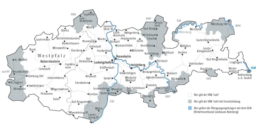 Karte Übergangsgebiet zum VGN